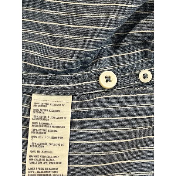 Abercrombie & Fitch Muscle Denim Striped Button Up Shirt Men's Size S Irregular - Picture 7 of 11